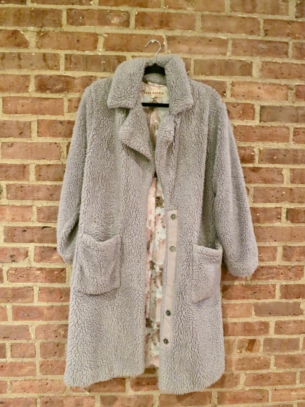 Free People Tessa Dusty Blue Grey Longline Teddy Coat | Small